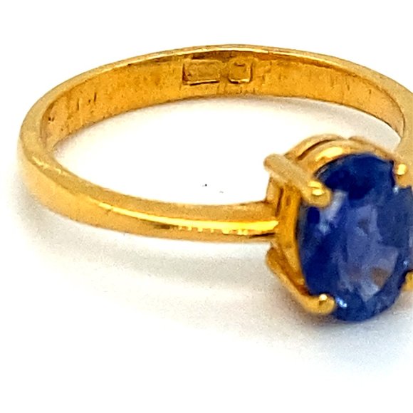 GIA Blue Sapphire 2.10ct Solid 22K Gold Ring - Picture 3 of 10